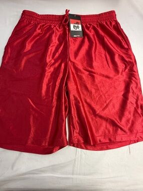 Men's Red Athletic Mesh Shorts